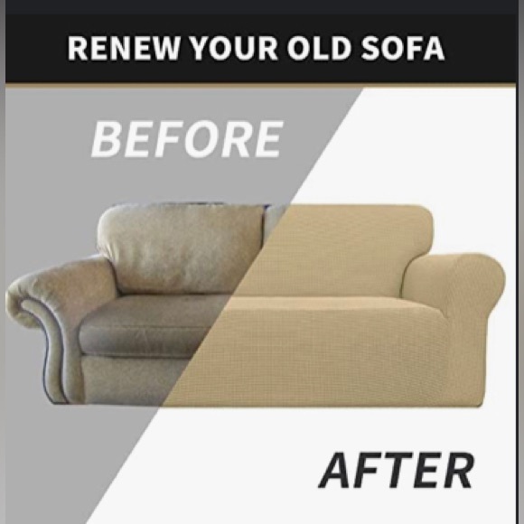 Sofa Cover Stretch Loveseat Cover Sofa Slipcover Protector for Loveseat, Beige - Picture 5 of 10